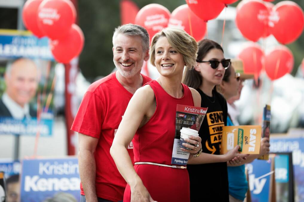 Labor candidate for Bennelong Kristina Keneally on the campaign trail on Saturday. Photo: Alex Ellinghausen