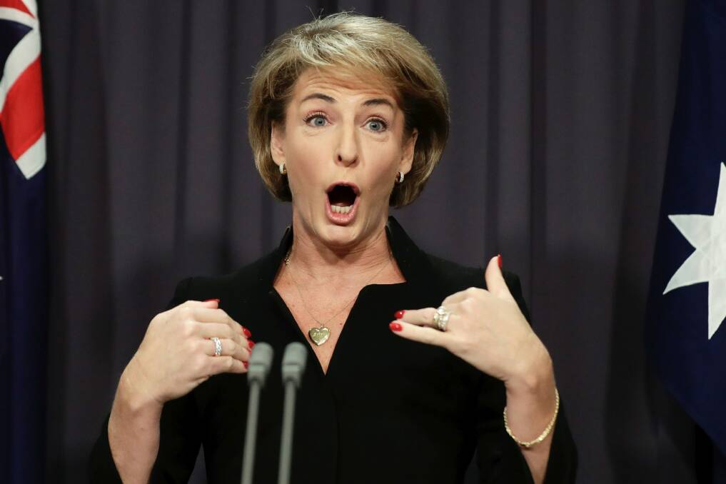 Michaelia Cash: The Liberal Party's loudest voice speaking up in defence of all the wrong things, while taking zero responsibility for what happens in her office. Photo: Alex Ellinghausen