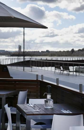 Outdoor dining area at C Dine Bar at the Kingston Foreshore. Photo: Jeffrey Chan