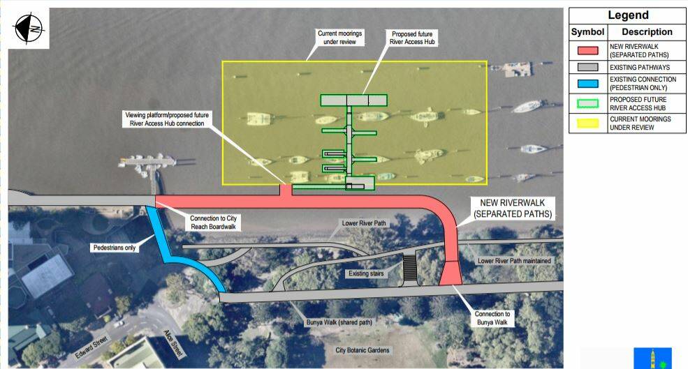 The council’s plans for a new river access hub along the riverwalk. 
 Photo: Brisbane City Council