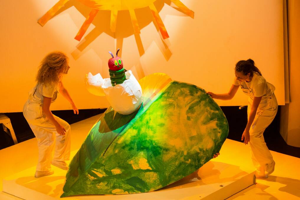 The Very Hungry Caterpillar Show:  left to right Dannielle Jackson and  Justine Warner with the caterpillar. Photo: supplied