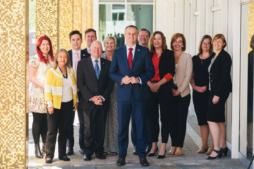 The newly elected Labor parliamentarians, with a record number of women. Women have a majority in the ACT parliament, believed to be the first time in any parliament in Australia's history. Photo: Rohan Thomson