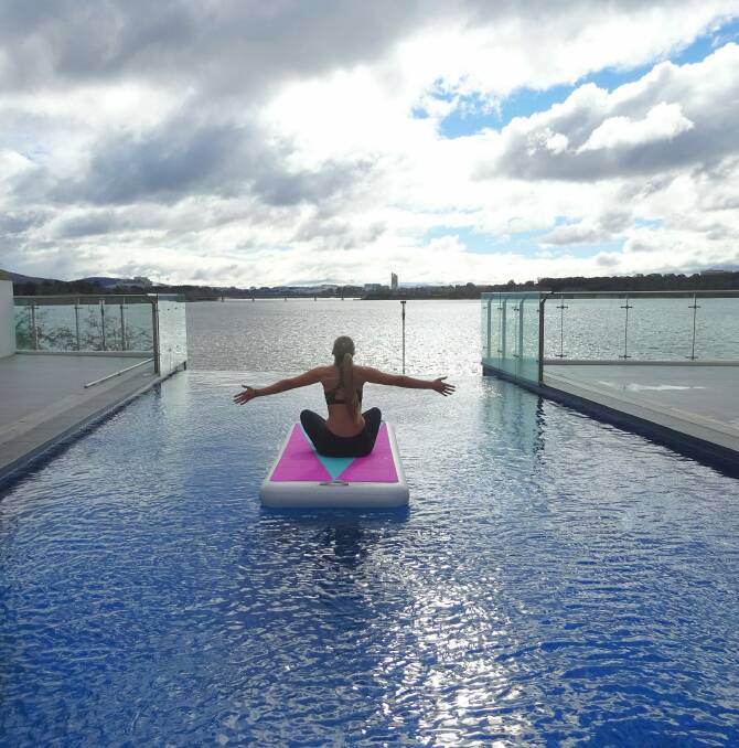 Salti floats are an inflatable board which can be used for yoga and other fitness training on water. Photo: Supplied
