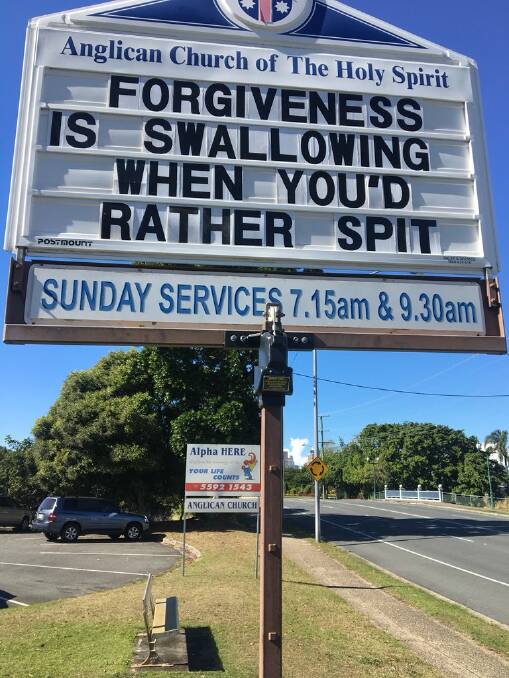 A sign posted outside the Surfers Paradise Anglican Church of the Holy Spirit. Photo: John-Paul Langbroek/Twitter