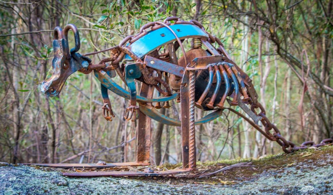 The kangaroo sculpture was made by ACT Parks worker Barry Armstead. Photo: Chris Blunt