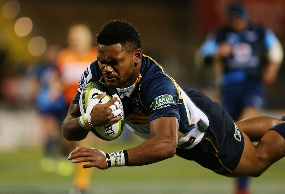Henry Speight scores a try for the Brumbies on Friday night. Photo: Getty Images