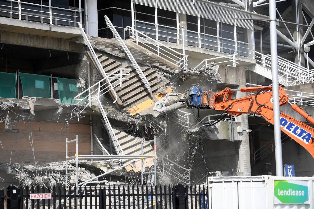 Demolition works underway at Allianz Stadium on Thursday. Photo: AAP