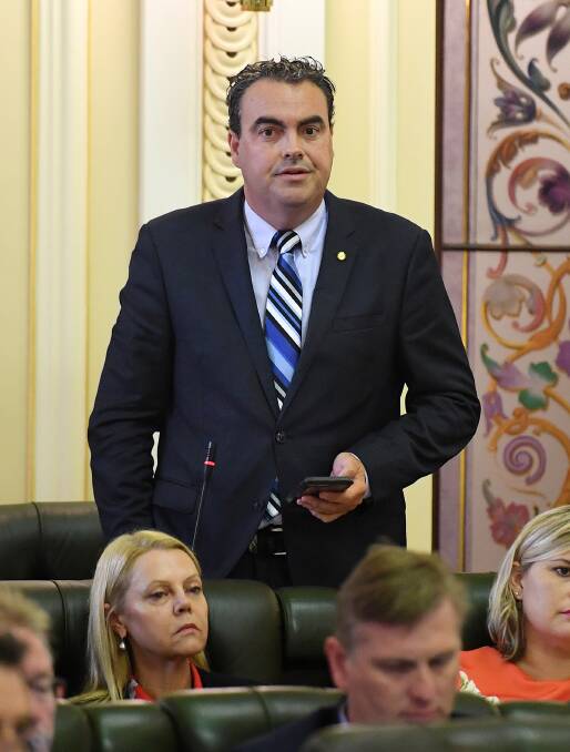 Queensland MP Jason Costigan makes a personal statement in Queensland Parliament. Photo: AAP/Dan Peled