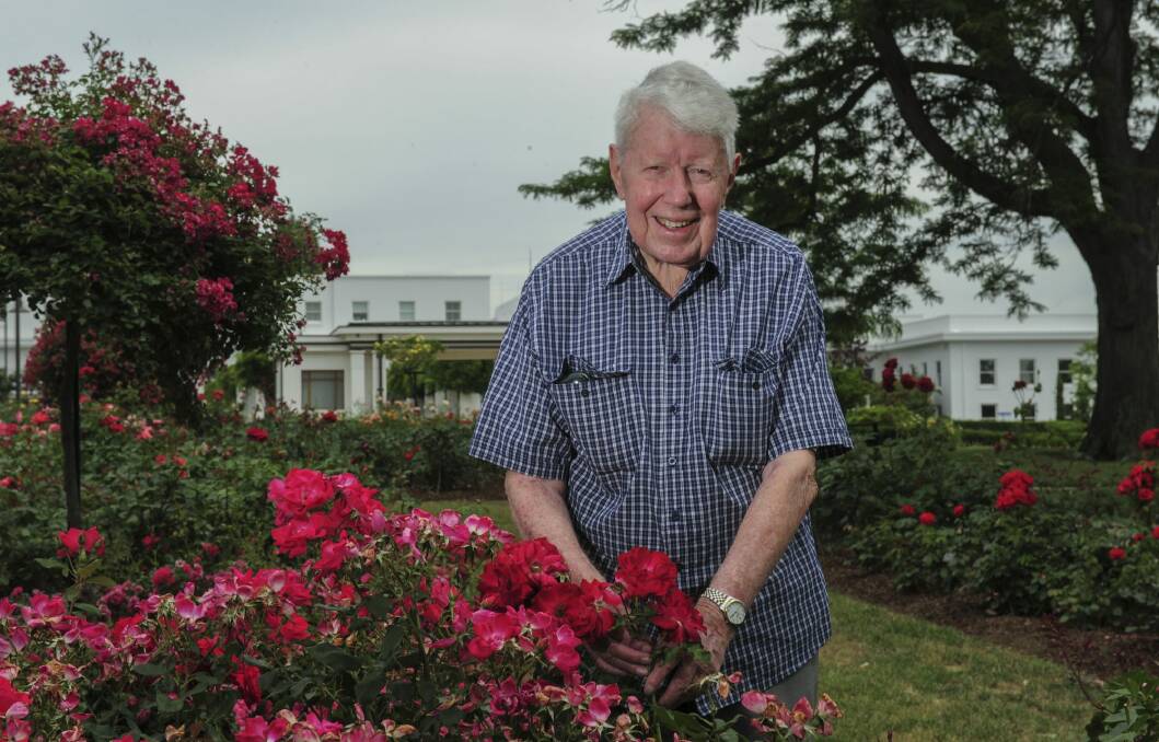 Dr John Gray in the Ladies Rose Garden. Photo: Graham Tidy