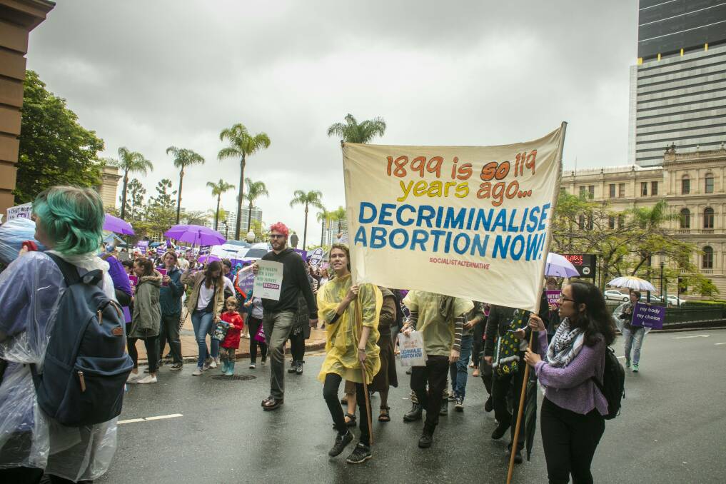Pro-choice marchers in Brisbane on the weekend before the vote. Photo: Glenn Hunt