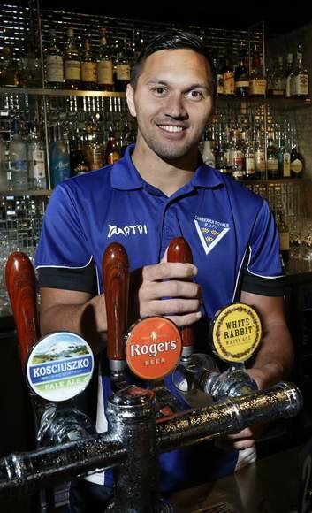 Jordan Rapana pulled beers while trying out for the ACT Brumbies. Photo: Jeffrey Chan