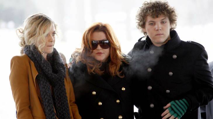 Lisa Marie Presley, centre, with two of her children, Riley and Benjamin Keough. Photo: Nikki Boertman