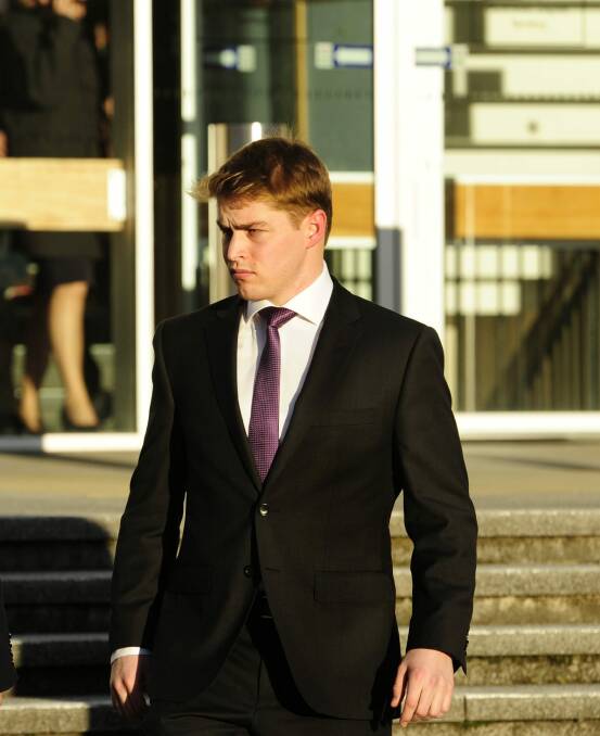 Royal Military College cadet Jonathan David Hibbert leaves the ACT Supreme Court on Monday. Photo: Melissa Adams