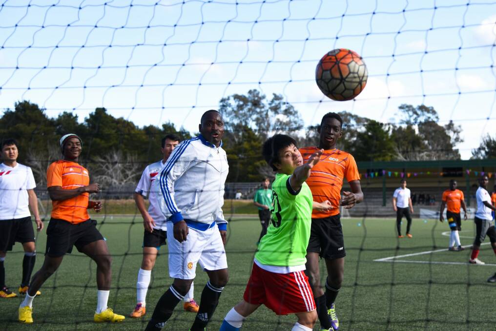 The MSY All Stars goalkeeper reaches out in vain to stop Sierra Leone All Stars goal. Photo: Finbar O'Mallon