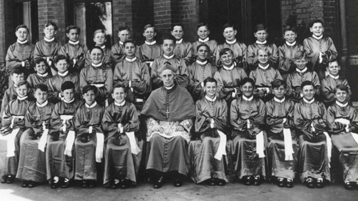 Vienna Mozart Boys Choir with Archbishop Mannix in 1939. Photo: Courtesy Melbourne Diocesan Hist