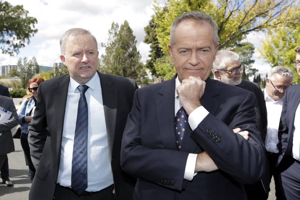 Shadow Infrastructure and Transport Minister Anthony Albanese  and Opposition Leader Bill Shorten as the 2019 election nears. Photo: Alex Ellinghausen