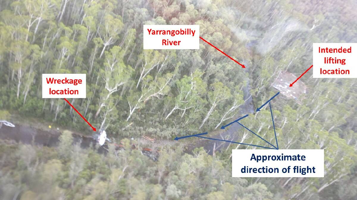 A map showing the location of a helicopter crash in the Snowy Mountains in April. Photo: Supplied