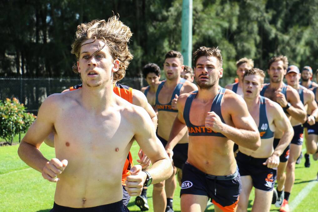 Gungahlin Jets youngster Matt McGrory led the way for the GWS Giants in their 2km time trial. Photo: GWS Giants Media