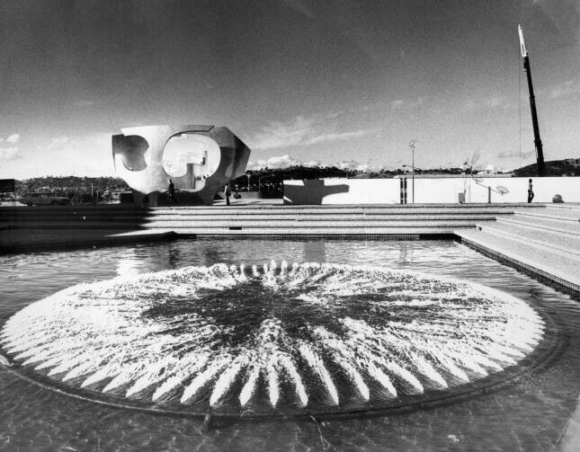The former fountain in the Woden Town Square, pictured in July 1973. Photo: Jim Green