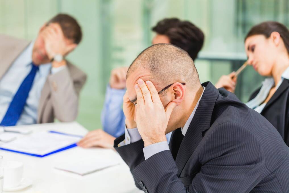 Emotional stress at work - Stock image Business Meeting, Emotional Stress, Frustration, Meeting, Boredom