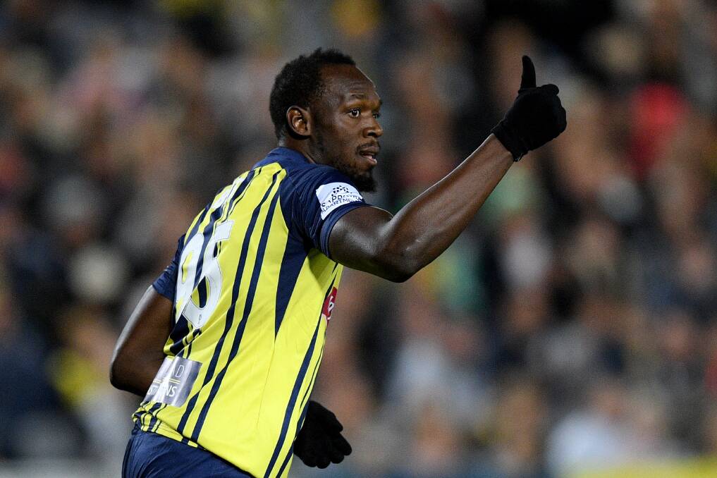 Usain Bolt brought 10,000 fans to his first Mariners appearance last weekend.  Photo: AAP
