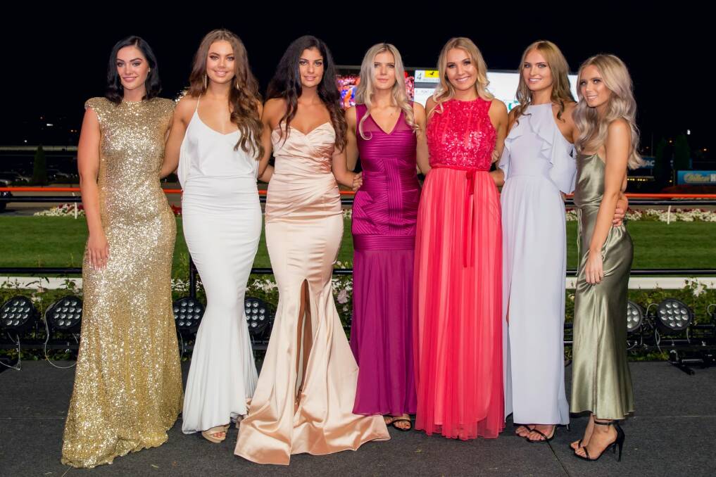Canberra teenager April Goldsby (second from left) at a preliminary final for Miss World Australia. Photo: Supplied