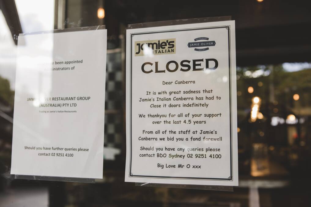 Jamie's Italian Canberra has closed their doors. Photo: Jamila Toderas