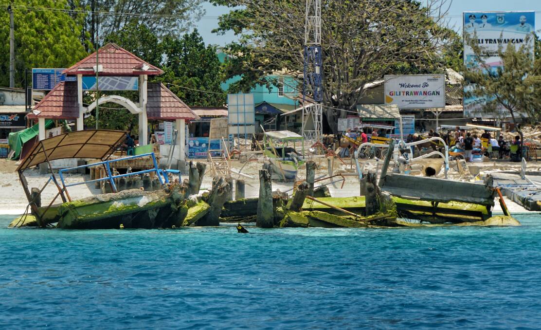 Wreckage at the Gili Trawangan port. Photo: Amilia Rosa