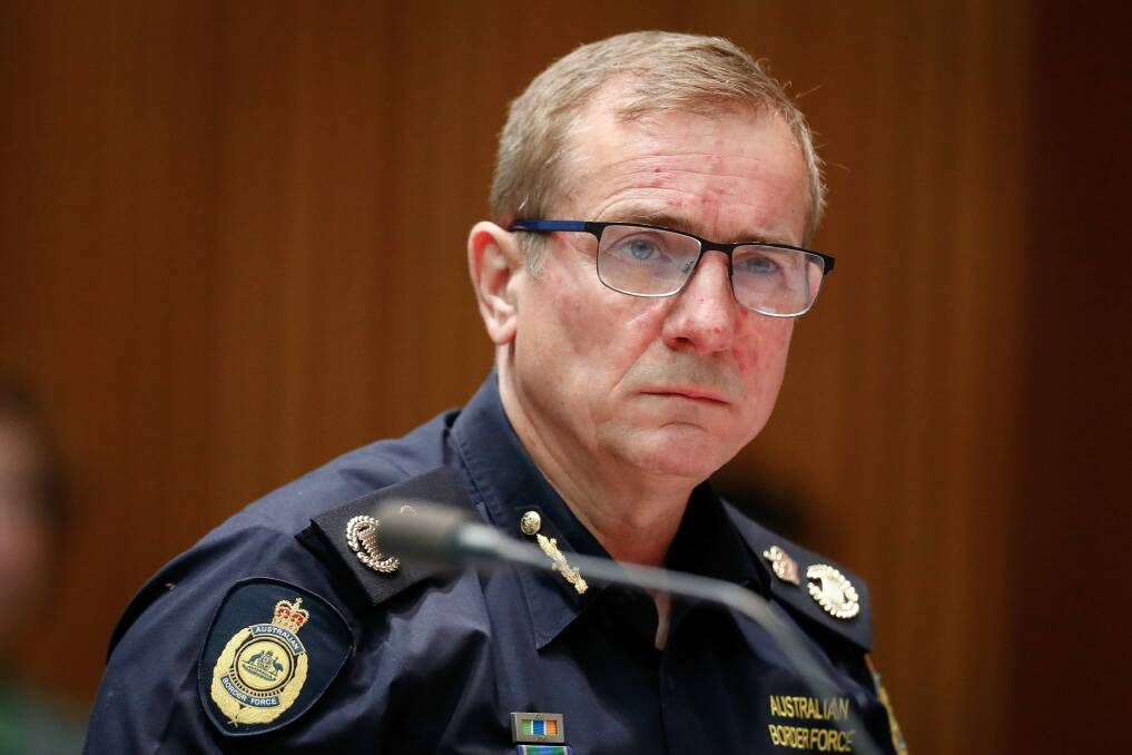Australian Border Force commissioner Michael Outram appeared before a Senate committee on Monday.  Photo: Alex Ellinghausen 