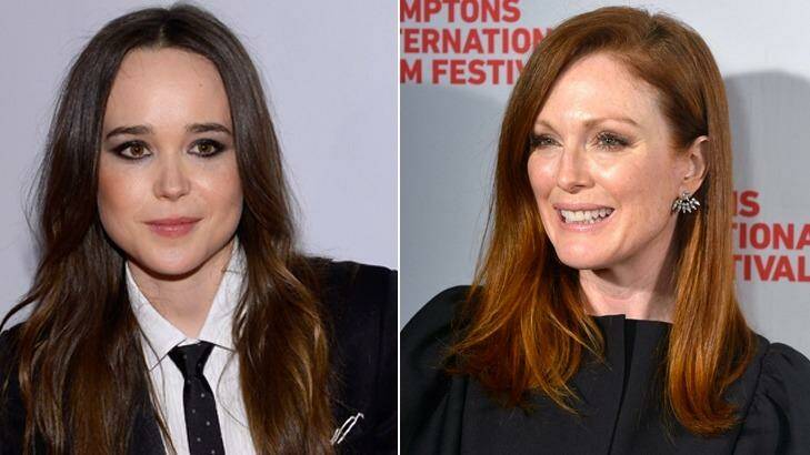 An Ellen Page (left) and Julianne Moore movie about gay rights gets banned from a Catholic school. Photo: Getty Images