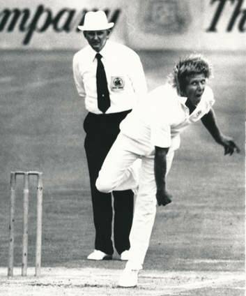Jeff Thomson bowling in the Sheffield Shield Final WA v QLD, in Perth, 1984. Photo: Supplied
