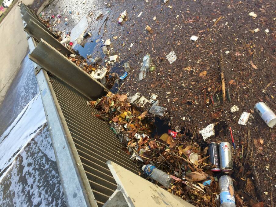 Gregory Andrews is launching a push to clean up Canberra after he came across this Curtin waterway clogged with rubbish. Photo: Gregory Andrews
