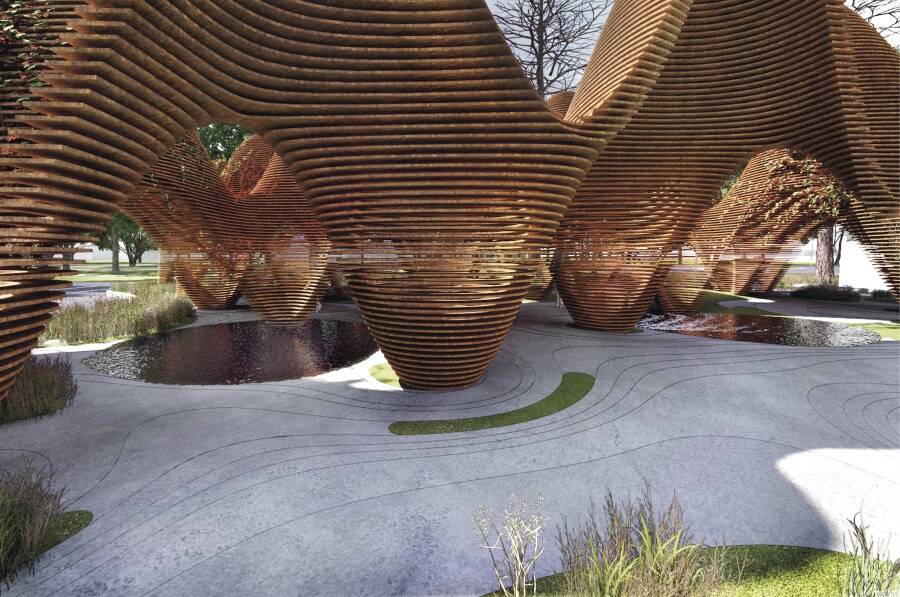 The winning design for Immigration Place by Callum Morton and team in 2015.  Photo: Supplied