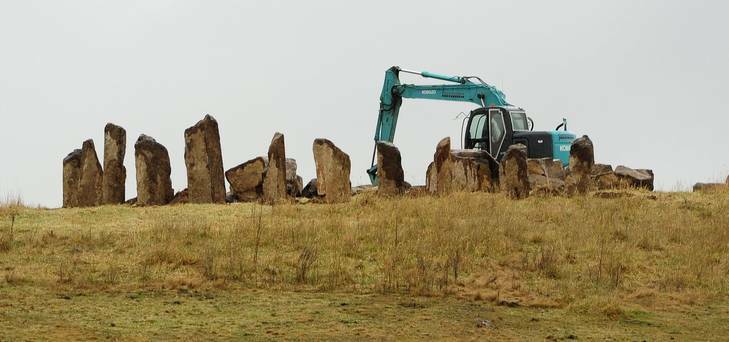 Robbie and Tracey Wallace are building a replica of Stonehenge on their property at Bywong, near the intersection of the Federal Highway and Macs Reef Road. Photo: Stuart Walmsley
