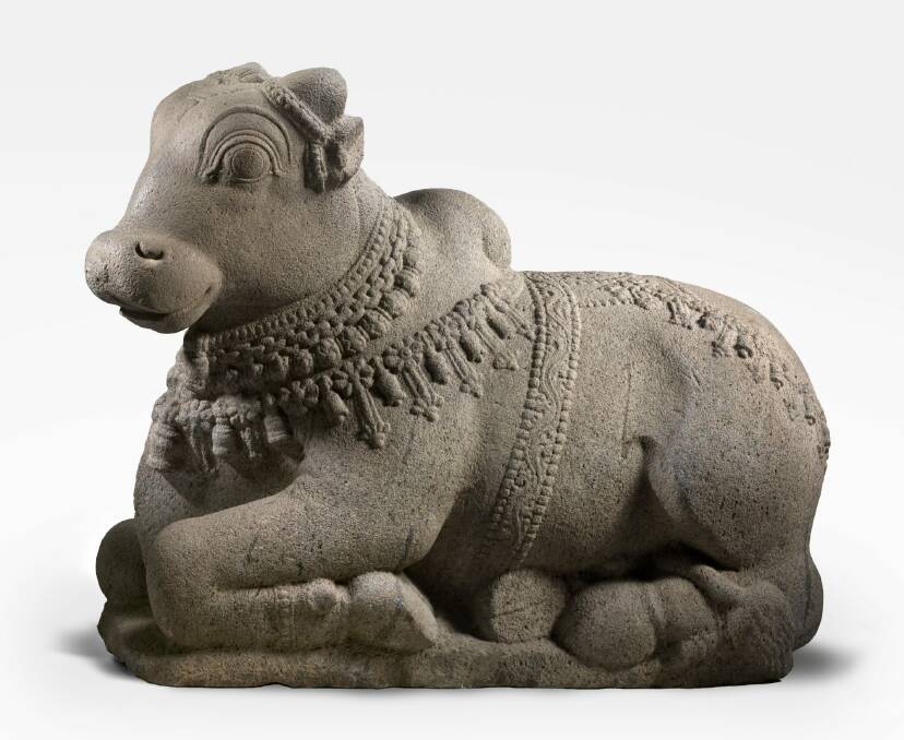 The sacred bull Nandi, vehicle of Shiva 11-12th century, is one of the four pieces reported as stolen, part of the National Gallery of Australia's collection. Photo: Supplied 
