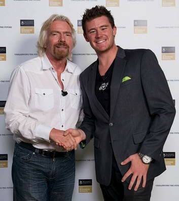 Sir Richard Branson with Canberra businessman Mick Spencer in Queensland this week.