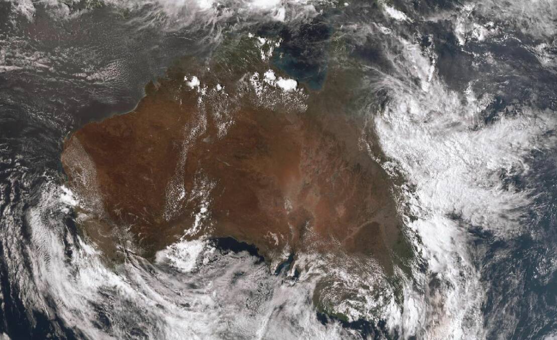 Heavy cloud covered much of Queensland's eastern coastline on Sunday as ex tropical cyclone Owen dumped record breaking rain on the state. Photo: Bureau of Meteorology