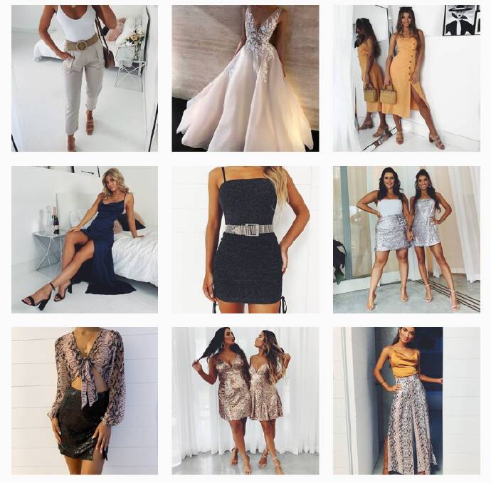 Online fashion retailer Showpo's Instagram feed. Photo: Supplied