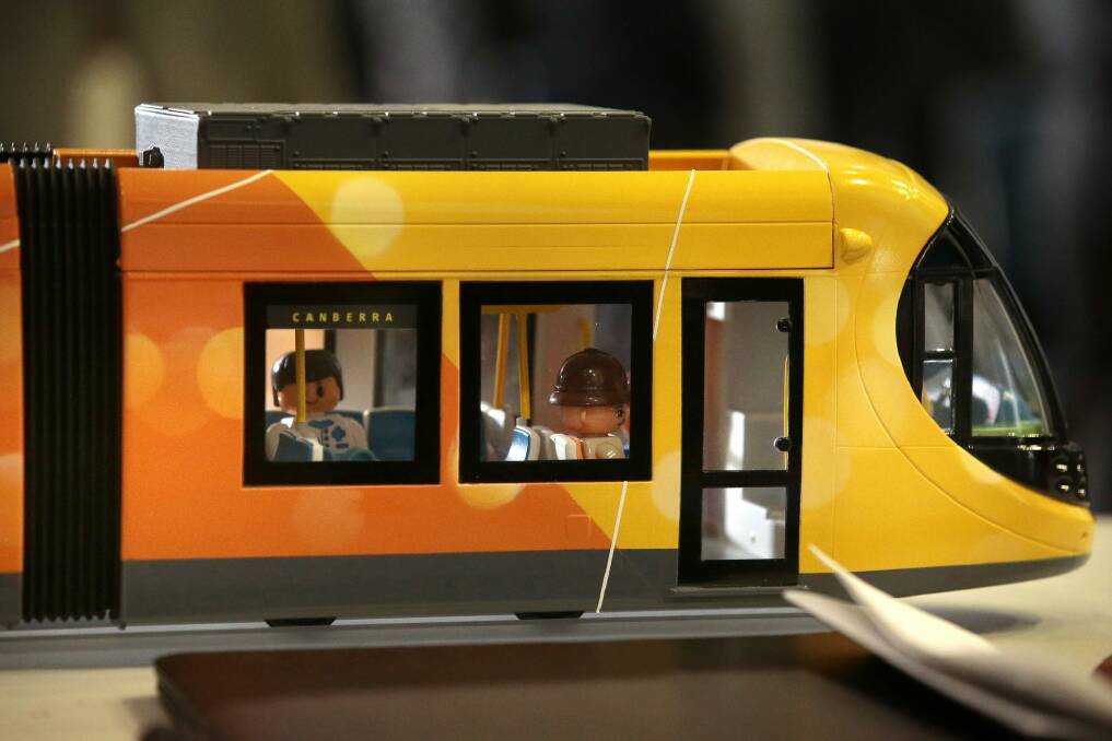 A model of Canberra's Spanish-made light-rail cars. Photo: Jeffrey Chan