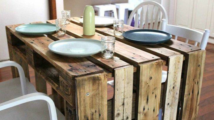 Surprises: A table made from pallets, one of the creations from boyandgirlco. Photo: Supplied