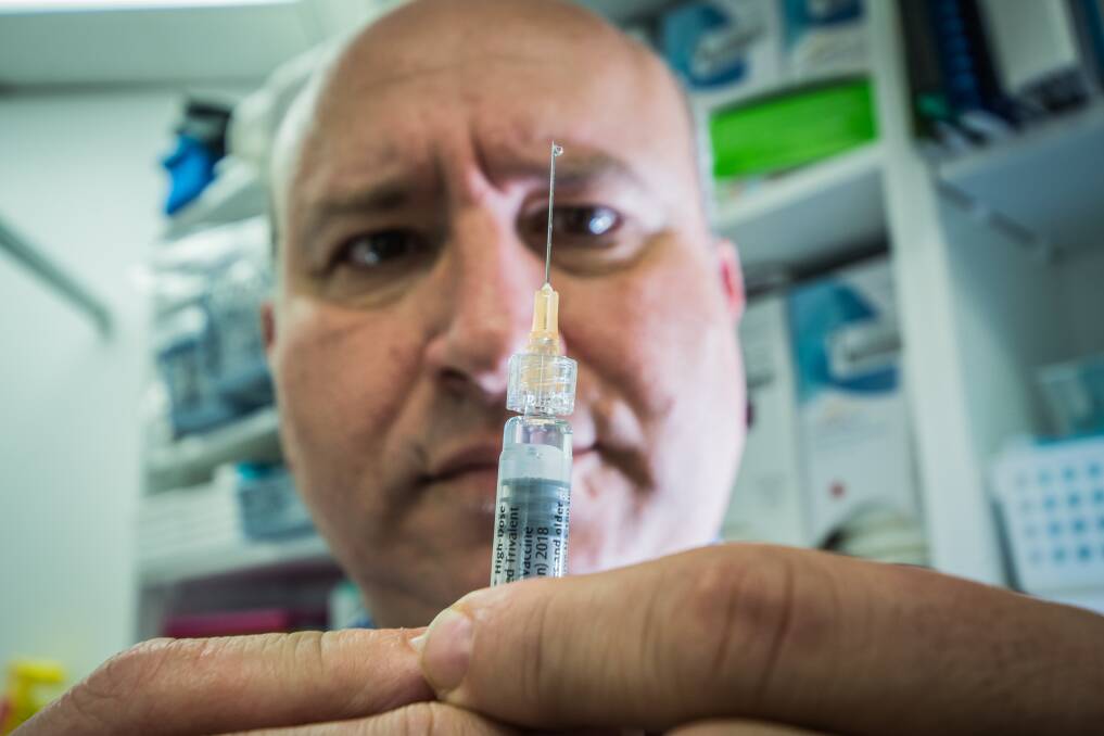 Yarralumla GP and Australian Medical Association ACT president Dr Antonio Di Dio said ACT Health officials had taken away some vaccine stock amid the shortage. Photo: Karleen Minney