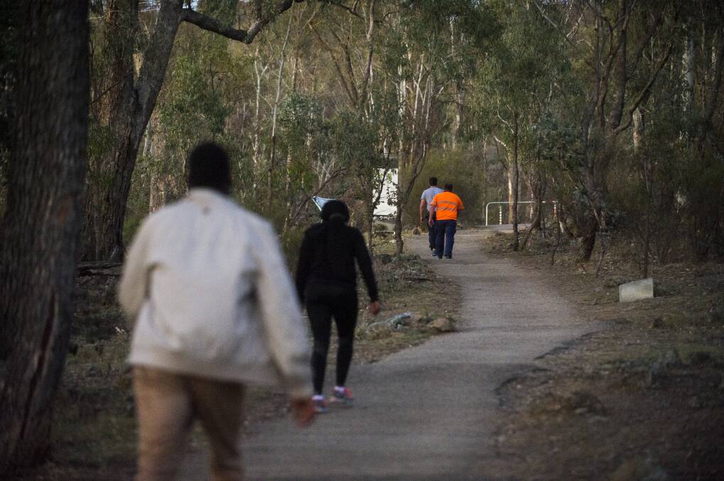 The Mt Ainslie walking track was closed at the southern end while the incident was examined.  Photo: Dion Georgopoulos