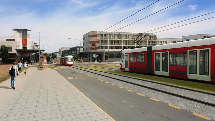 Artist's impression of light rail in Canberra Photo: Supplied