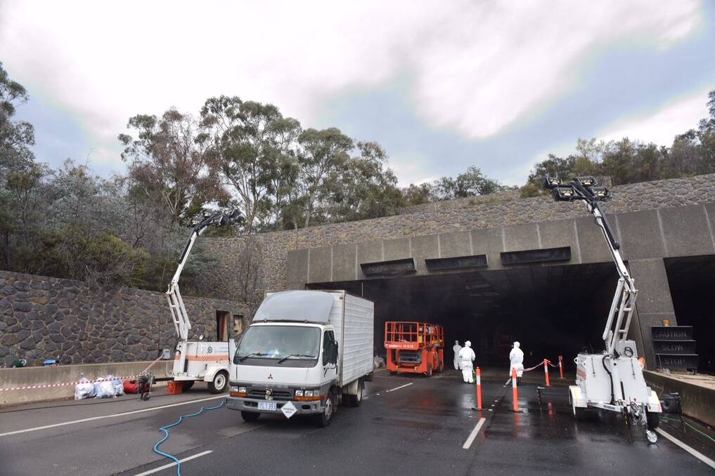 The scene on Parkes Way at the Acton Tunnel on Wednesday morning. Photo: ESA/Twitter
