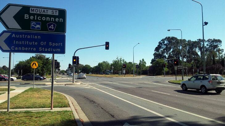 The intersection of Mouat Street and Northbourne Avenue.