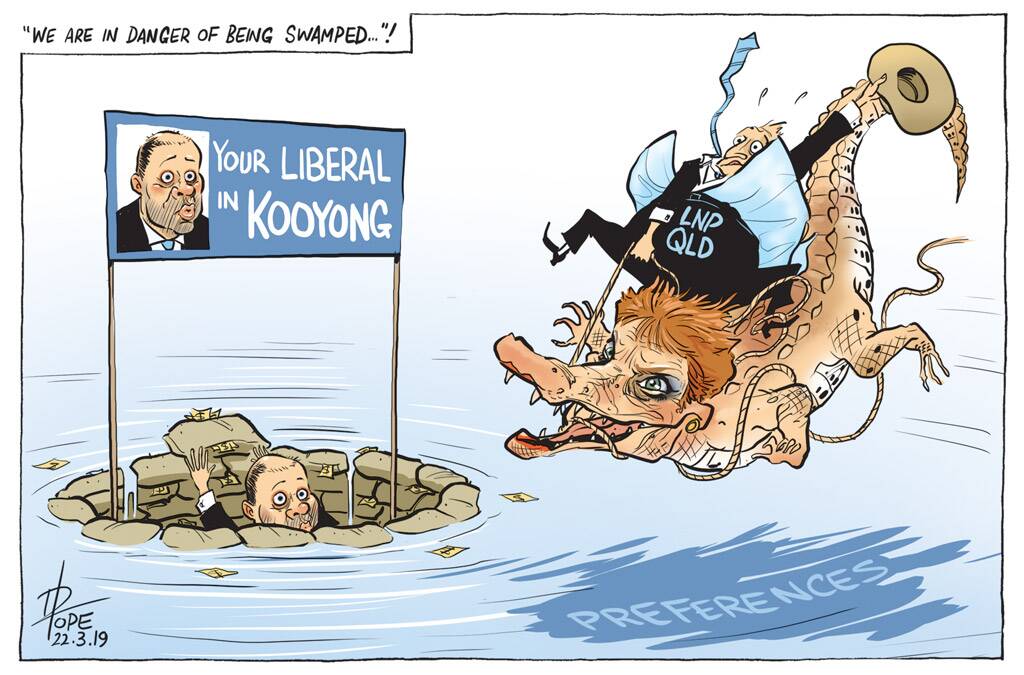 The Canberra Times editorial cartoon for Friday, March 22, 2019.  Photo: David Pope