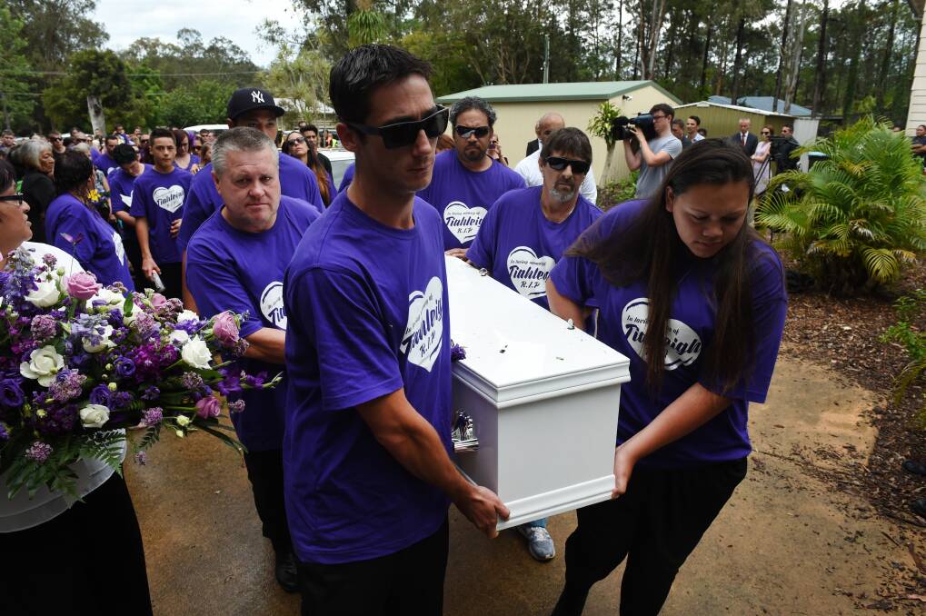 Thorburn, who pleaded guilty to the murder of his foster daughter, carried her coffin at the funeral. Photo: AAP/Dan Peled