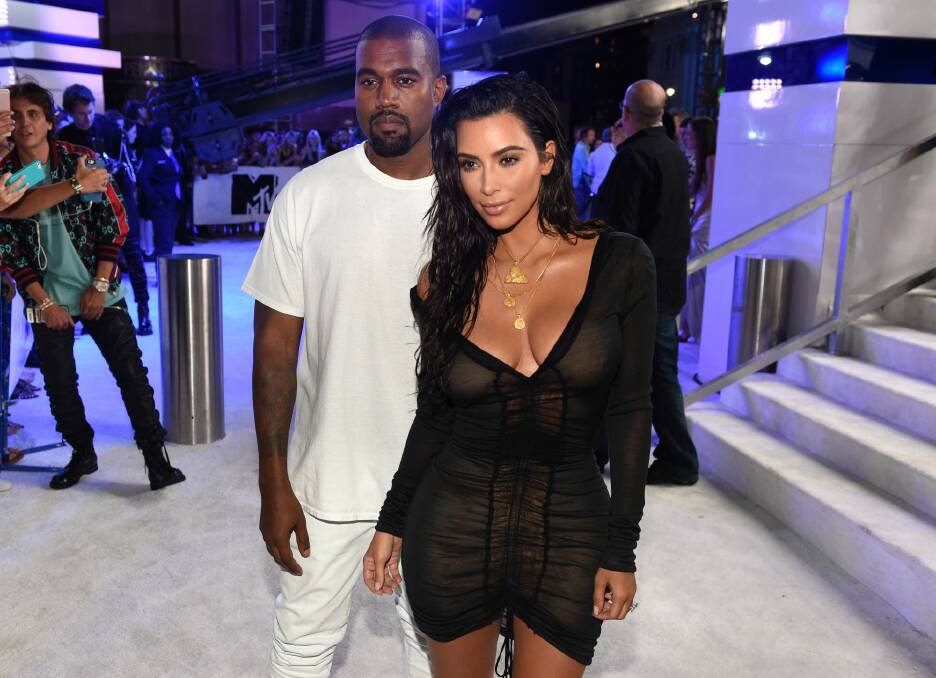 Kim Kardashian West in a sheer, wet look for the MTV Video Music Awards. Photo: AP