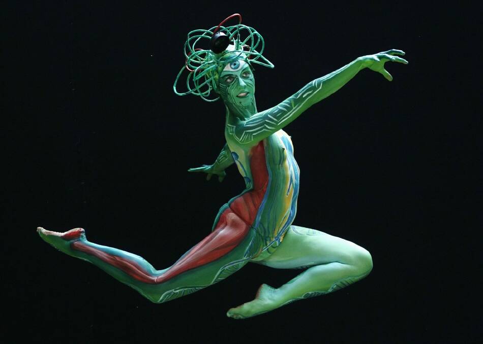 A model leaps at the annual World Bodypainting Festival in Poertschach. Photo: Reuters.