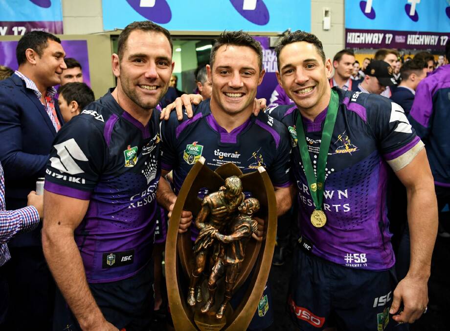 Big three: Cameron Smith, Cooper Cronk and Billy Slater won't play in the historic clash against Fiji and Papua New Guinea. Photo: NRL Imagery